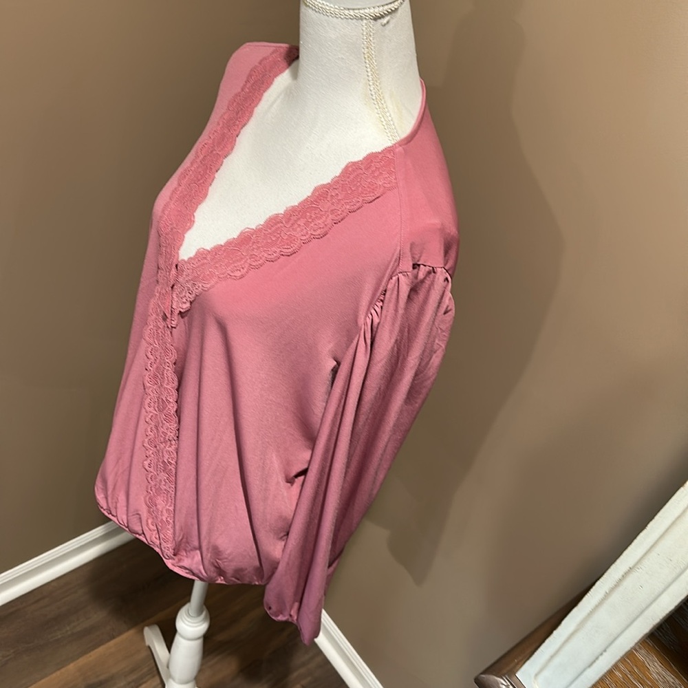 VENUS Faux Wrap Lace Trim Blouse - Heather Rose NEW - Picture 11 of 12